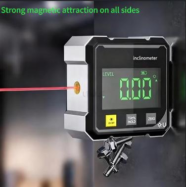 4-Side Magnetic Digital Angle Gauge Cube Inclinometer with Backlight Rechargeable Digital Angle Finder with LCD Display Table Saw Miter Protractor Woodworking Measuring Tool Hardware Laser Portable