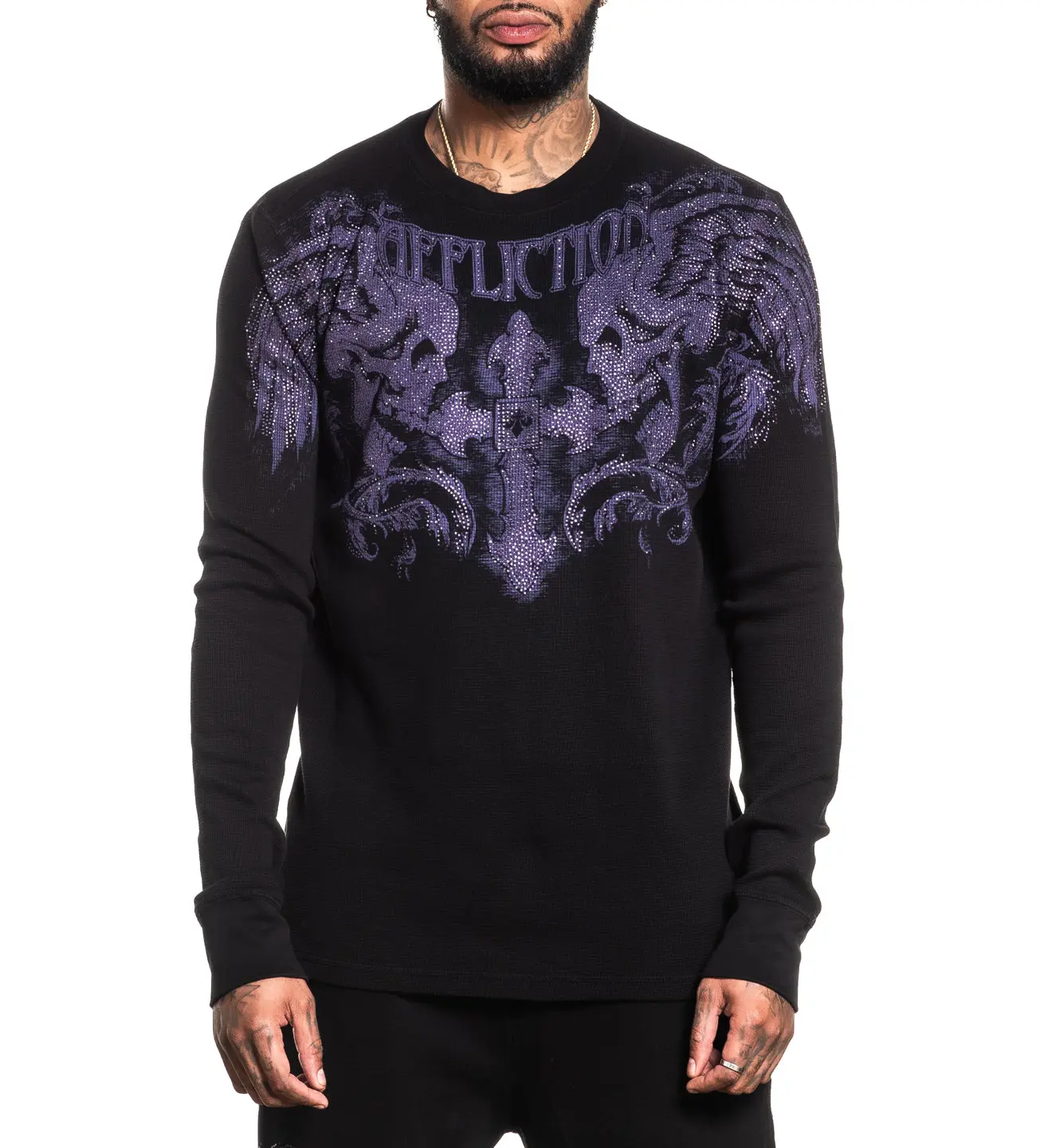 Affliction Men's Thermal Long Sleeve Shirt Winged Up