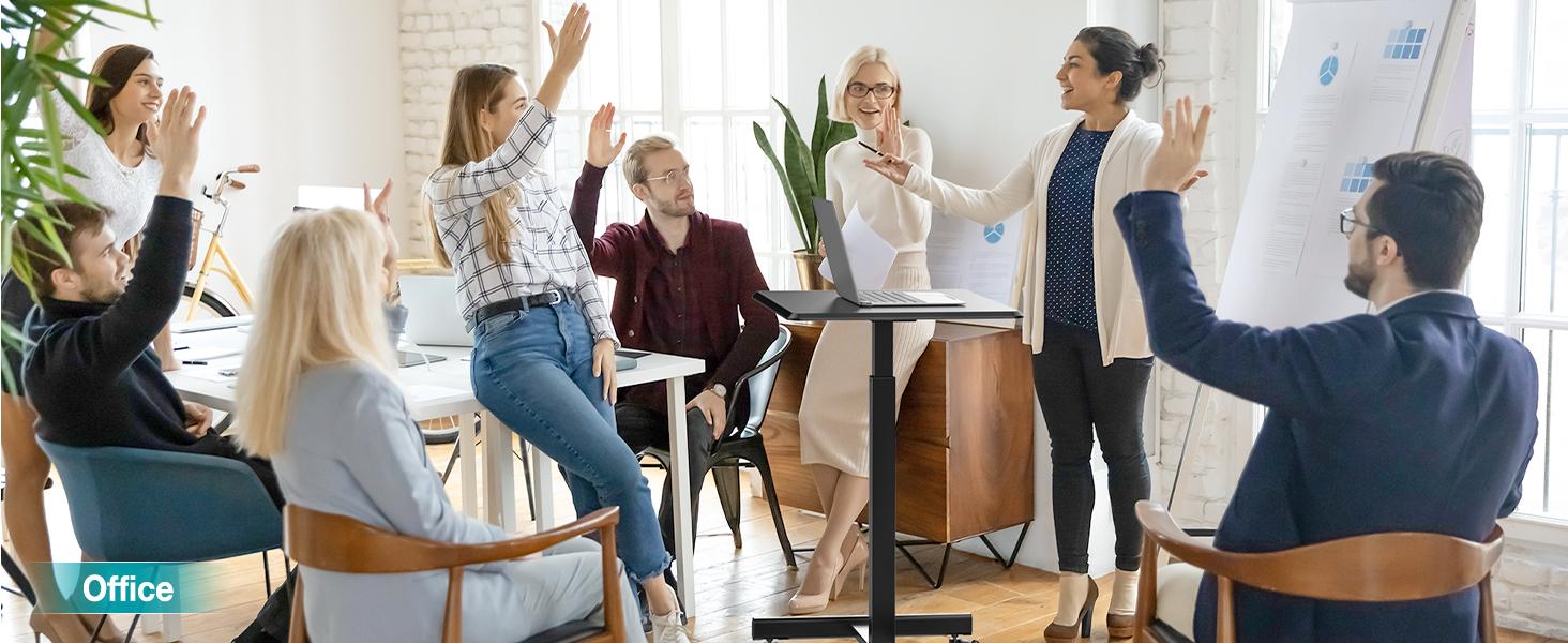 [Deal] Small Mobile Rolling Standing Desk on Wheels - Mobile Laptop Overbed Table, Teacher Podium with Wheels, Adjustable Work Computer Cart