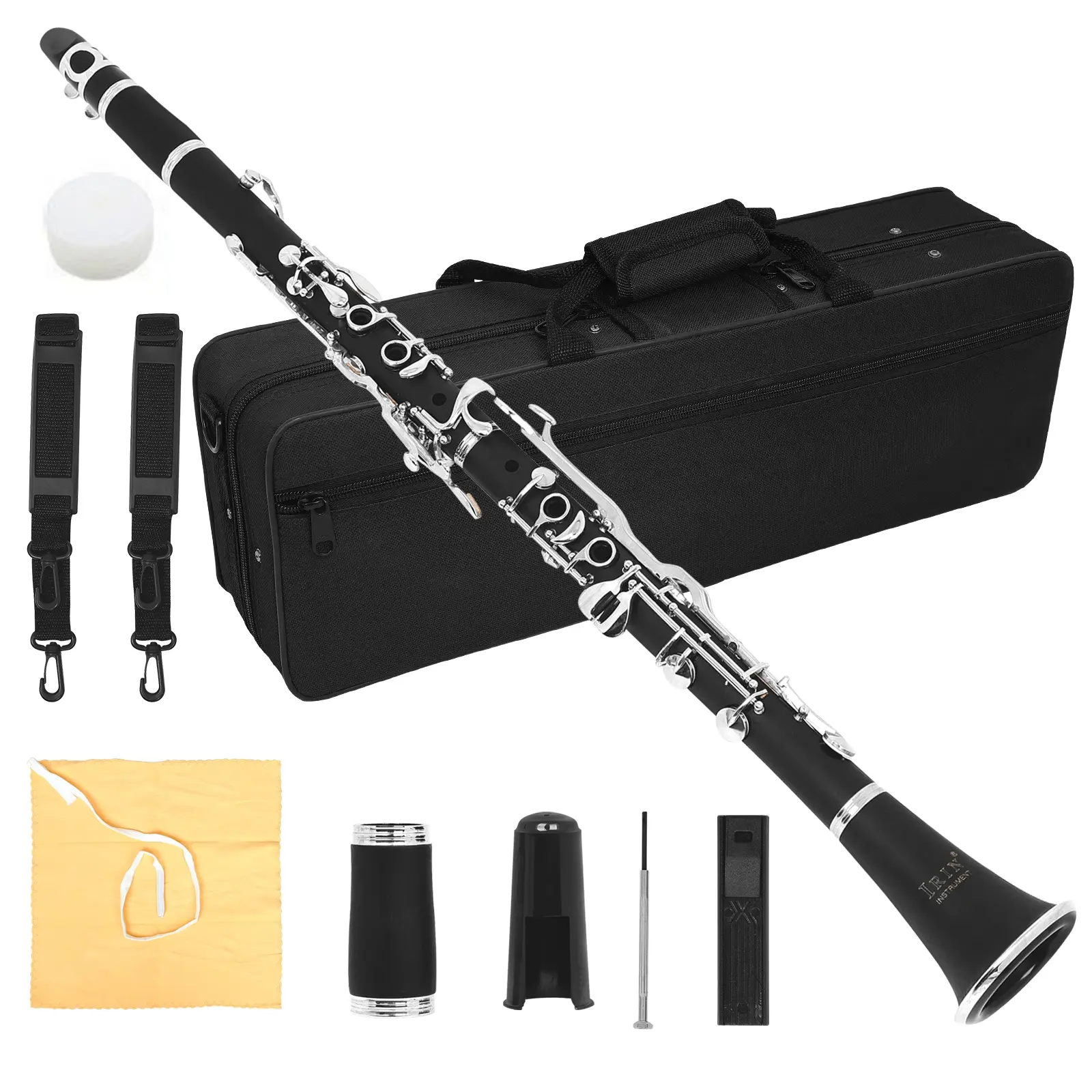 Irin 17 Key German G Clarinet, Resin Body, Student Practice Clarinet, Paper Box Packaging, Ideal for Beginners and Learners