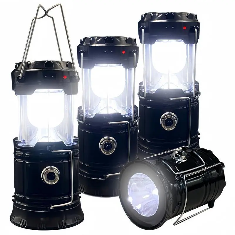 Unisex 4-Pack Collapsible Compact Fold Outdoor Solar Powered LED Camping Lanterns - Lightweight, Waterproof, 1600mAh ABS Plastic Batteries, USB Rechargeable Hiking Gear - Home Emergency Light for Power Outages, Night Walking