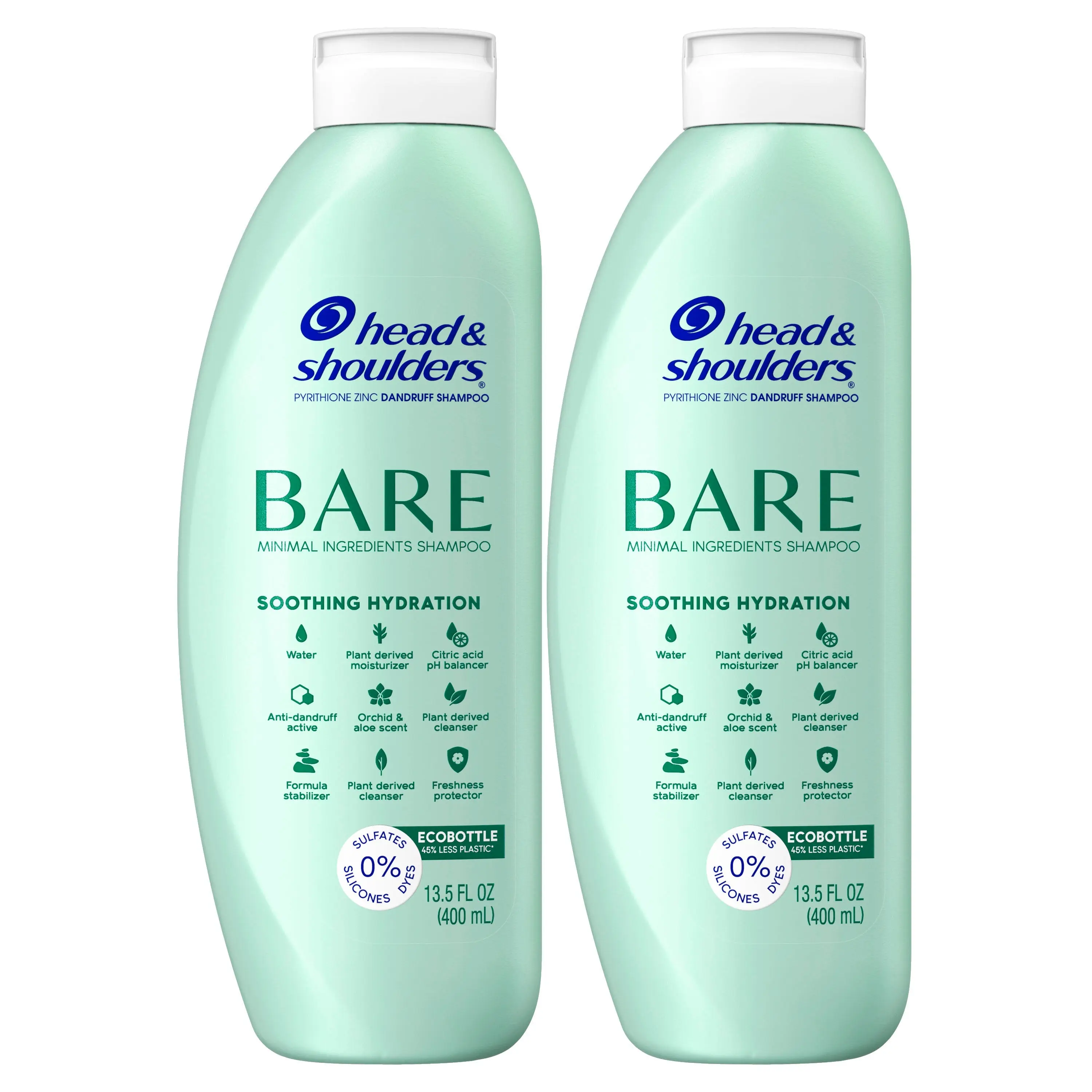 Head & Shoulders BARE Soothing Hydration Dandruff Shampoo, Anti-Dandruff Treatment, 13.5 FL OZ (2 pack)