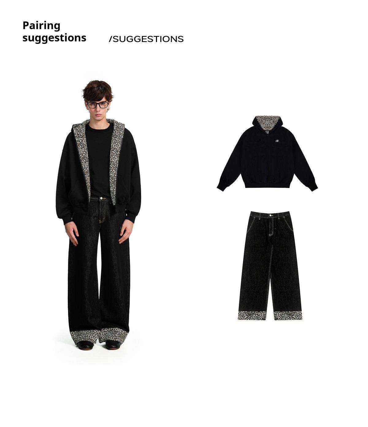 FDR Leopard Lounge Hoodie Crop Sweatsuit Sets Unisex Oversized Sweatshirt Baggy Fall Winter Fashion Sweatpants with Pockets Casual Baggy Jeans Stretchy Wide Leg for Women & Men #valentinesday #tiktokshopjumpstartsale #valentinesdaygift SpringStatements