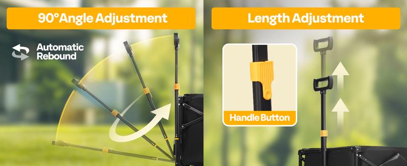 VIVOHOME 48''L Extended Collapsible Wagon Cart with 440lbs Weight Capacity, Heavy Duty 350L Folding Utility Garden Cart with Extended Tailgate and Big All-Terrain Beach Wheels