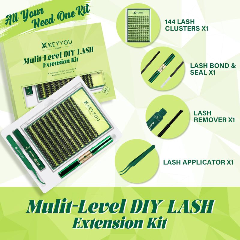 KEYYOU Puffsilk Flora DIY Lash Extension  Eyeliner Lash V3D Volume Fluffy Waterproof Long- Lasting Soft Cluster Lashes  144PCS D Curl 8-18MIX Cosmetic  3D spider lash upgrade2.0 TikTok Shop FebruaryFaves