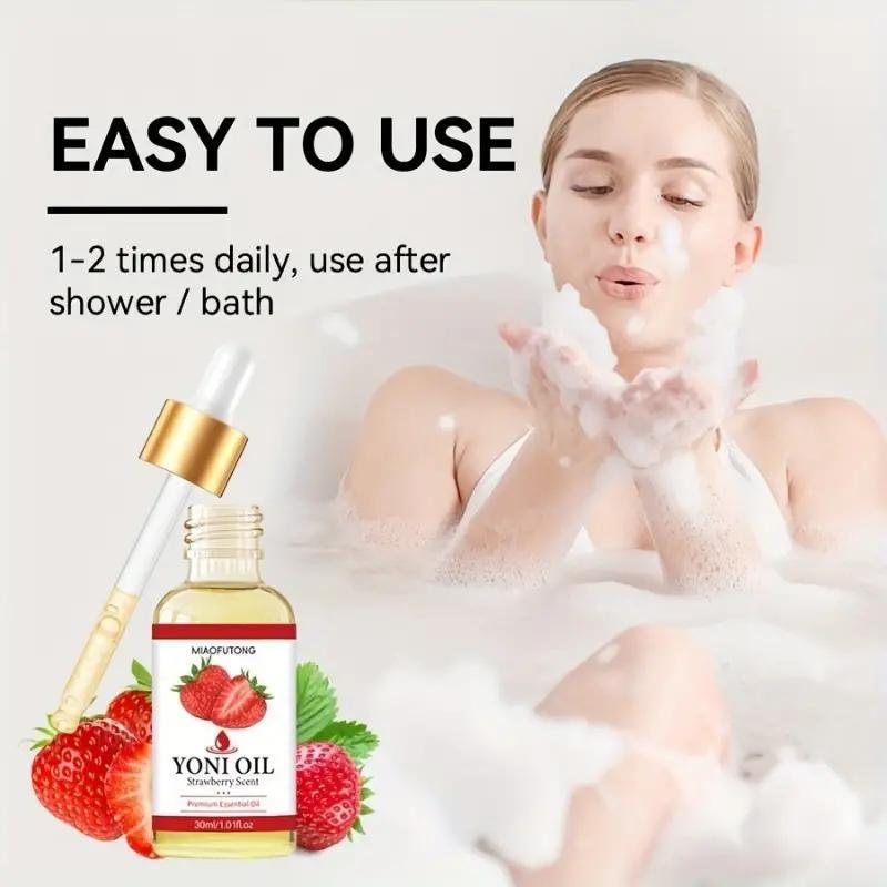 Strawberry Vaginal Oil & Soap Set: 2pcs moisturizing oil and soap. For female intimate care, hydrating, refreshing, pH balanced. Moisturizer Moisture