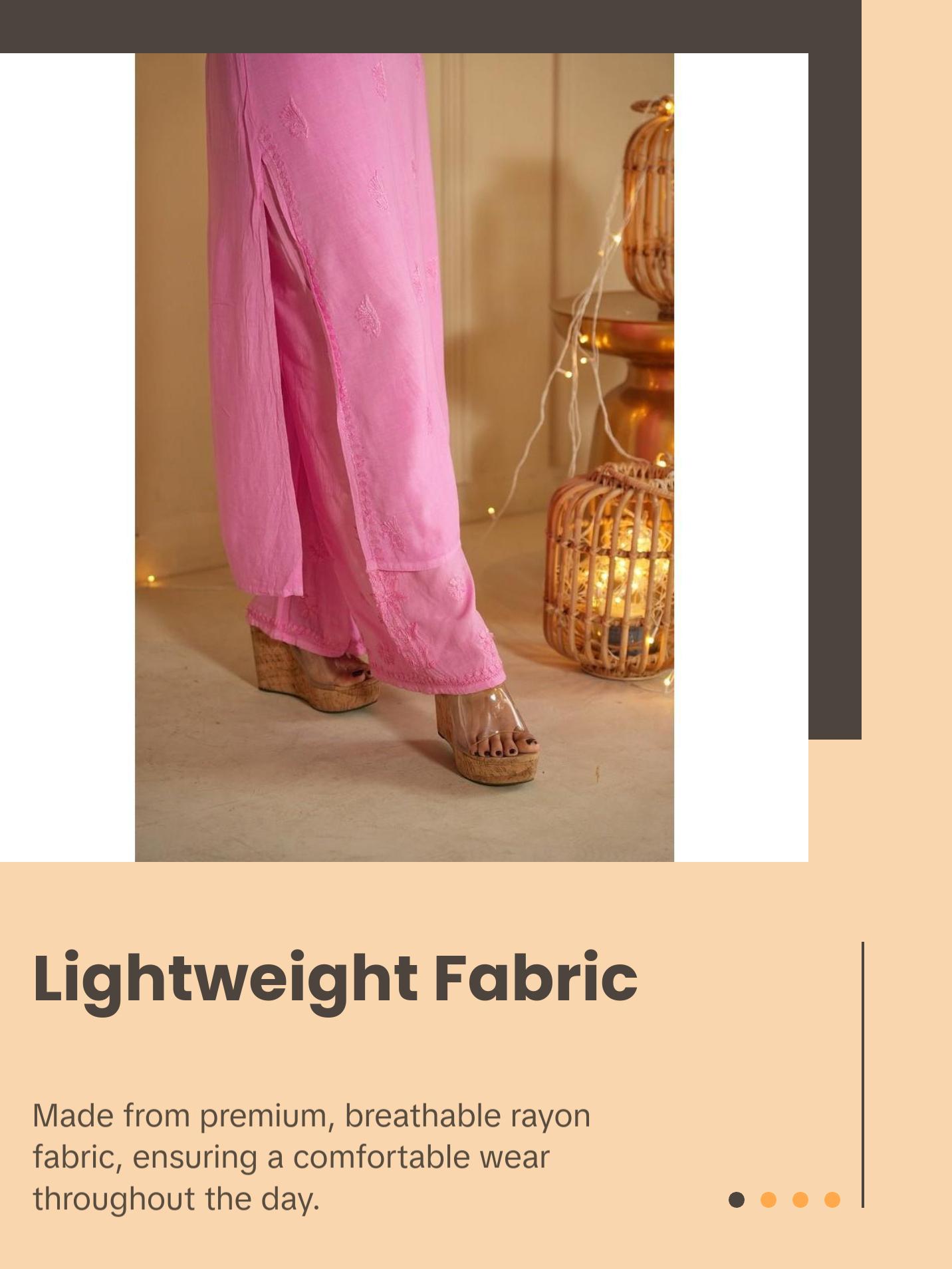 Zia noodle strap chikankari Set in pink