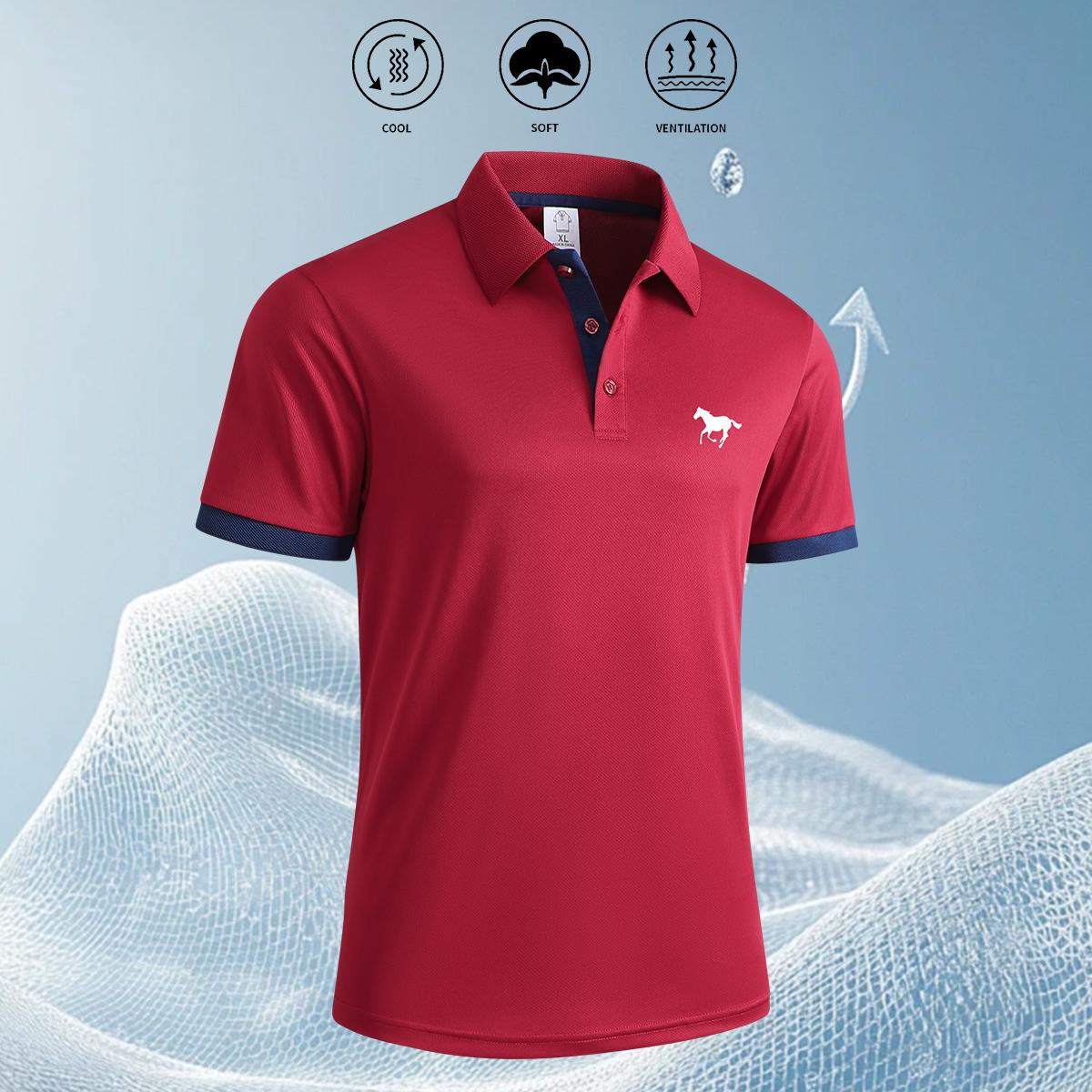 Fashion summer breathable POLO shirt, suitable for business leisure and comfortable tennis training, also high-end polo shirt such as gift giving, casual short-sleeved sweatshirt, suitable for golf, tennis and casual attire, button collar design, classic