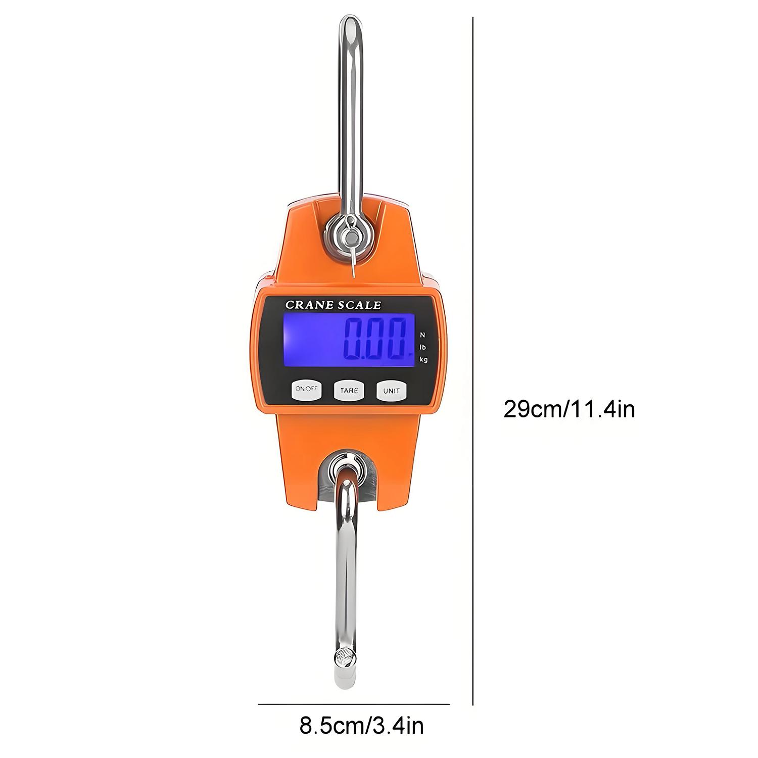 660LB/300KG Heavy Duty Digital Crane Scale - Industrial Compact LCD Metal Hanging Scale with Aluminum Body & Stainless Steel Hook for Garage, Farm, Hunting, Fishing & More (Orange) detail 5