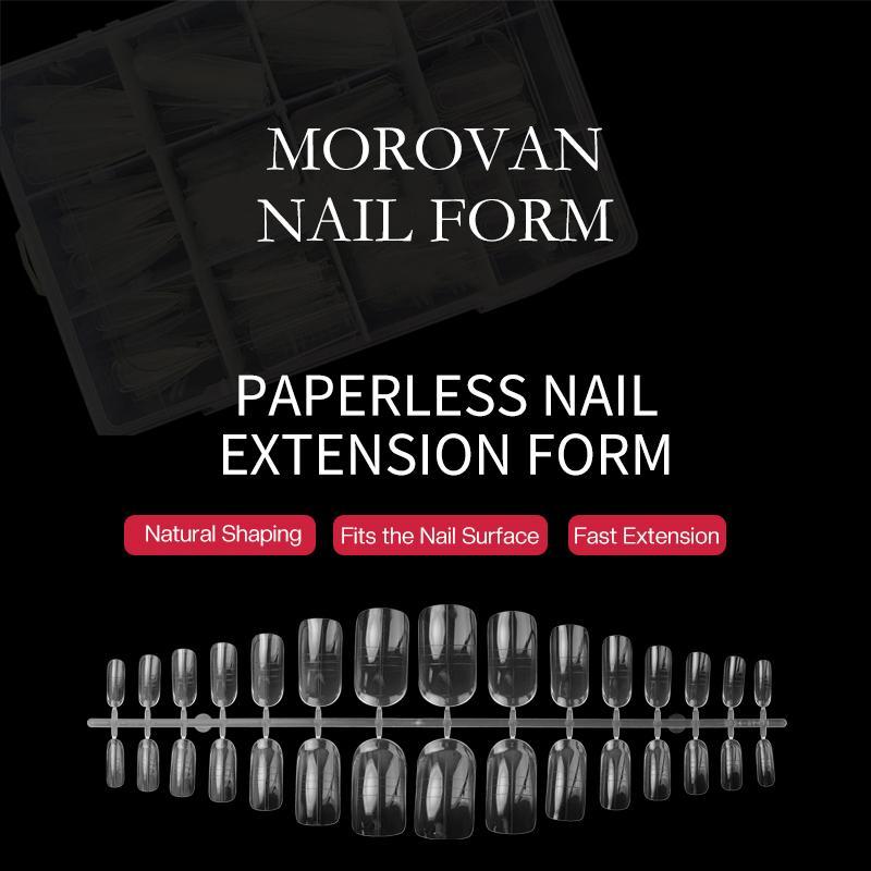 Morovan Double toe nail molds, 150 pieces, 15 sizes, reusable full-coverage molds for polyester extension gel