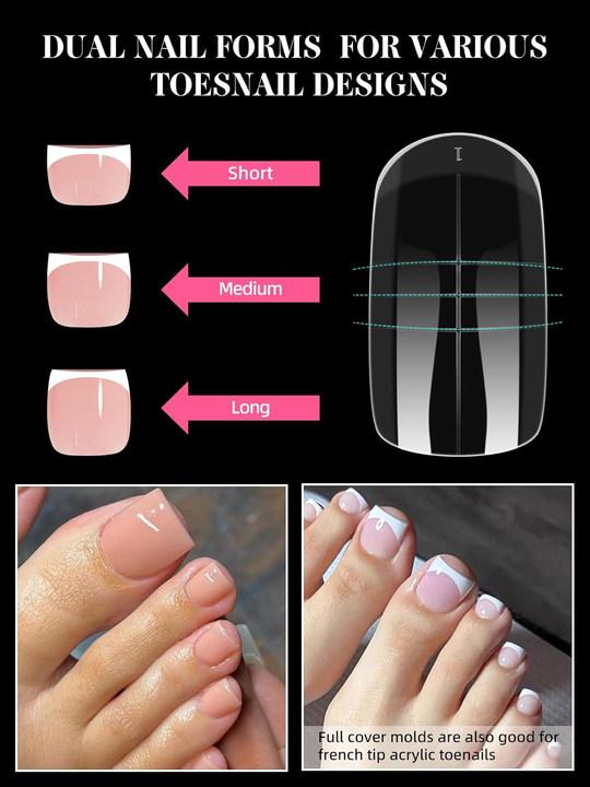 Morovan Double toe nail molds, 150 pieces, 15 sizes, reusable full-coverage molds for polyester extension gel