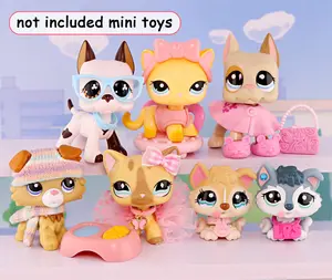 16PCS Mini Accessories Set for Mini Action Toy Pets Doll Clothing Set with Bobble-head,Include Collar Necklace Dress Glasses Food Hat Scarf Shoes Chair Bow(B49) Doll Clothing Set