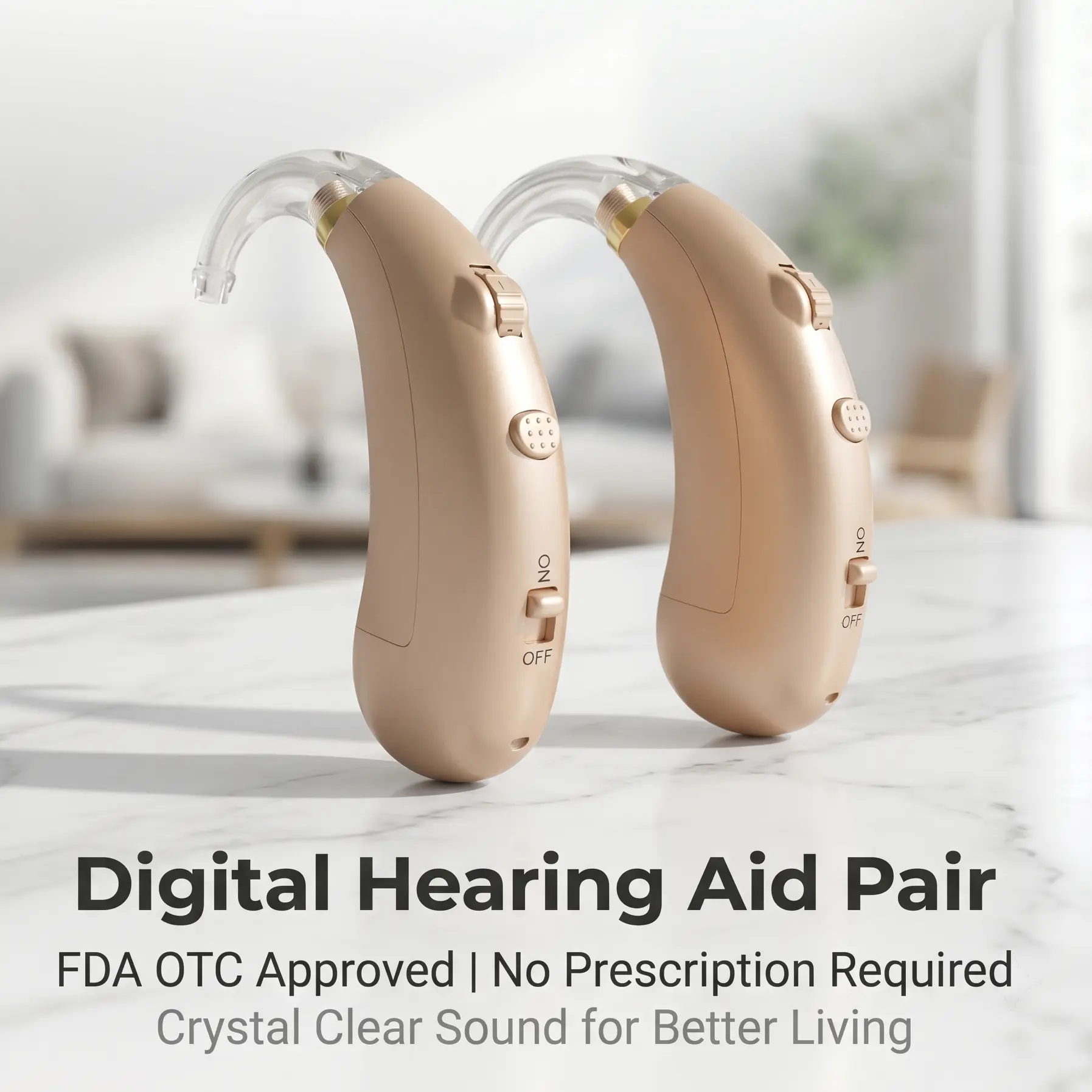 Coniler D-206 OTC Rechargeable Digital In-Ear Hearing Aids Pair for Elderly Users, Healthcare Medical Supply, 40db High Gain, 130db Saturation, Automatic, Soft/Std/Loud Swap, Enhanced Sound Clarity, No Prescription Needed, Ideal Father's Day Gift