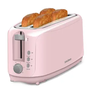 4 Slice Toaster, Extra Wide Slots Bread Toaster with 6 Shade Settings, Bagel/Cancel/Defrost/Reheat Functions, Removable Crumb Tray, Auto Shut-Off, Pink