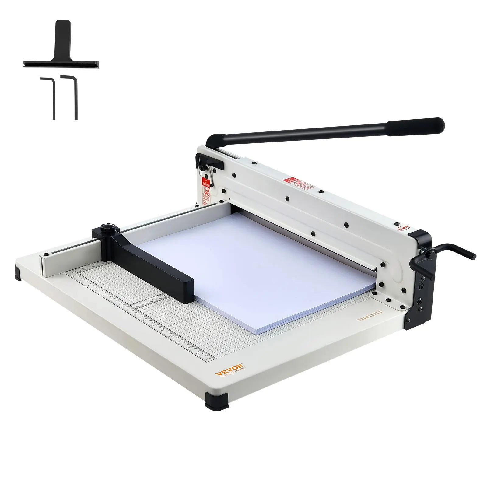 【Summerfinds】VEVOR Heavy Duty Paper Cutter 17" Industrial Commercial Guillotine Paper Cutter for A3 Paper400 Sheet CapacitySolid Steel ConstructionStack Paper Trimmer for Office Home School ShopWhite