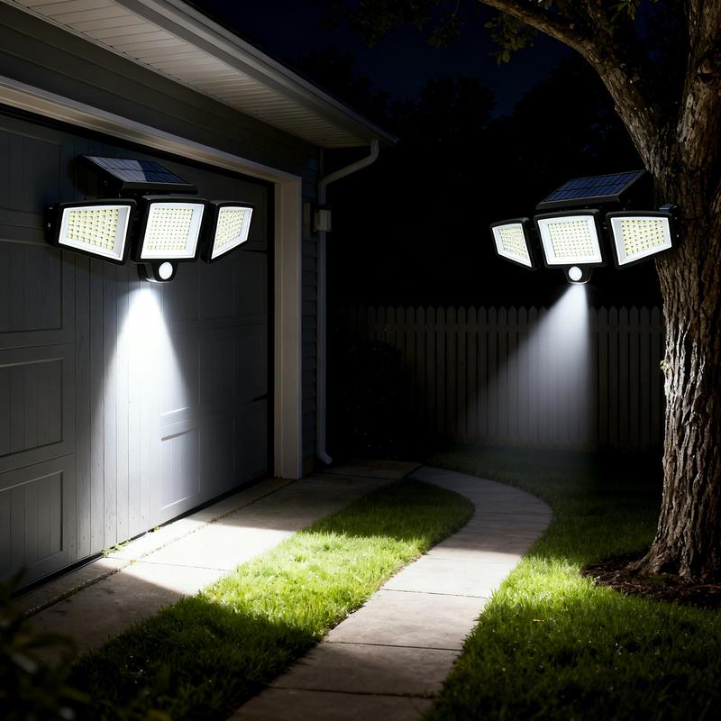 2 Pack Wireless Solar Motion Sensor Lights, IP65 Waterproof Outdoor Security Lights with Dusk to Dawn Mode for Patio Garage Fence
