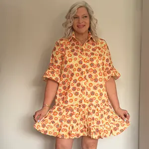 Bloom & Breeze Floral Mini Dress - Flirty Fresh Classic Collared Neckline Soft Puff Sleeves Ruffle Hem Lightweight Breathable Perfect for Brunch Weekend Plans