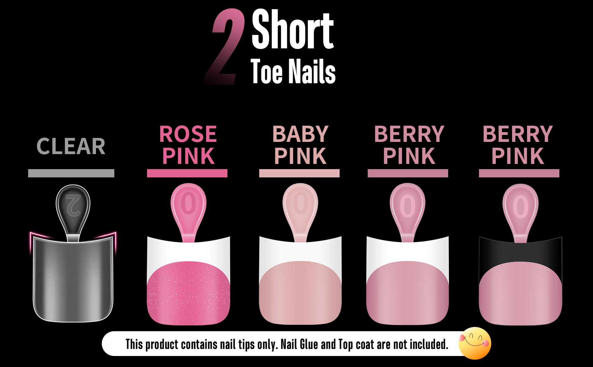 MUTIOVO French Tip Toe Nail Tips Press on, Sharp Square Pre-Designed Soft Gel False Toenail Extension, BROWN PINK Pre-applied Tip Primer & Base Coat, Full Cover Acrylic for DIY x 15 Sizes 240 pcs