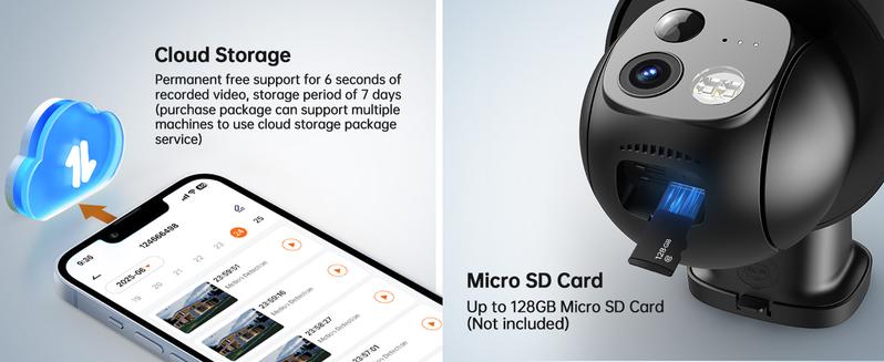 ZEEPORTE 2K WIFI  Security Cameras Wireless Outdoor-360° PTZ Cameras for Home Security with Solar Panel/Battery Powered, Night Vision, Two-Way Audio, PIR Sensor