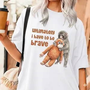 Hot new 2026 Funny Baby Monkey Punch T-Shirt, "Ultimateiy i have to be brave" shirt – Viral Monkey Meme Tee, Cute Monkey Graphic Shirt, Trendy Unisex Tee #viralmeme #funnyshirt #tiktokfashion