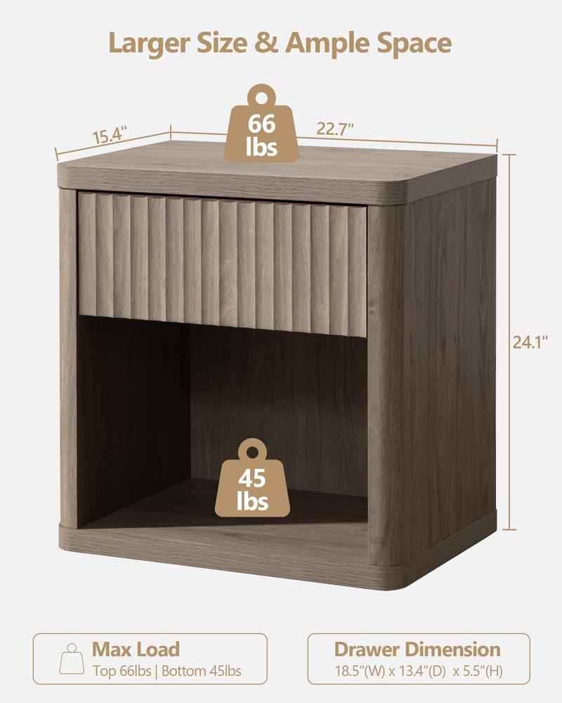 SICOTAS Nightstand Set of 2 with Drawer, Modern Wide Bedside Table for Bedroom, 22.7 x 15.4 x 24.1 Size Mid-Century End Table with Storage, Sturdy Night Stand for Sofa, Couch, Living Room, Office SICOTAS Nightstand Set of 2 with Drawer, Modern Wide Bedside Table for Bedroom, 22.7 x 15.4 x 24.1 Size Mid-Century End Table with Storage, Sturdy Night Stand for Sofa, Couch, Living Room, Office