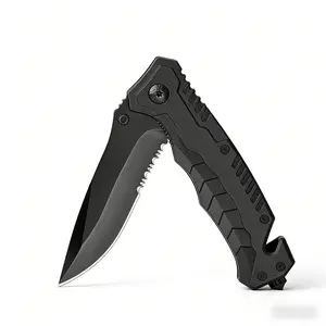 Black Pocket Knife, Locking Folding Knife, Ideal for Outdoor Camping