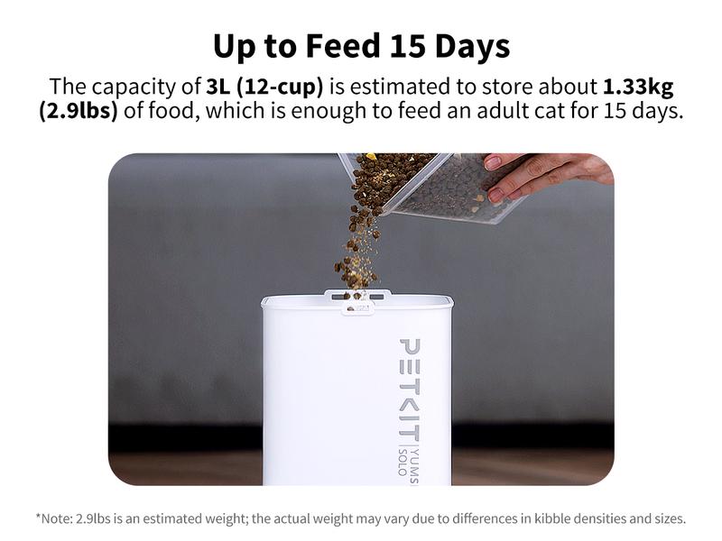 PETKIT YumShare Solo Smart Automatic Pet Feeder with Camera, White, 1080P HD Video, Night Vision, and 2-Way Audio, WiFi Cat Dog Dry Food Dispenser with Non-Stick Food Bowl and Smart App Control bowl/dish