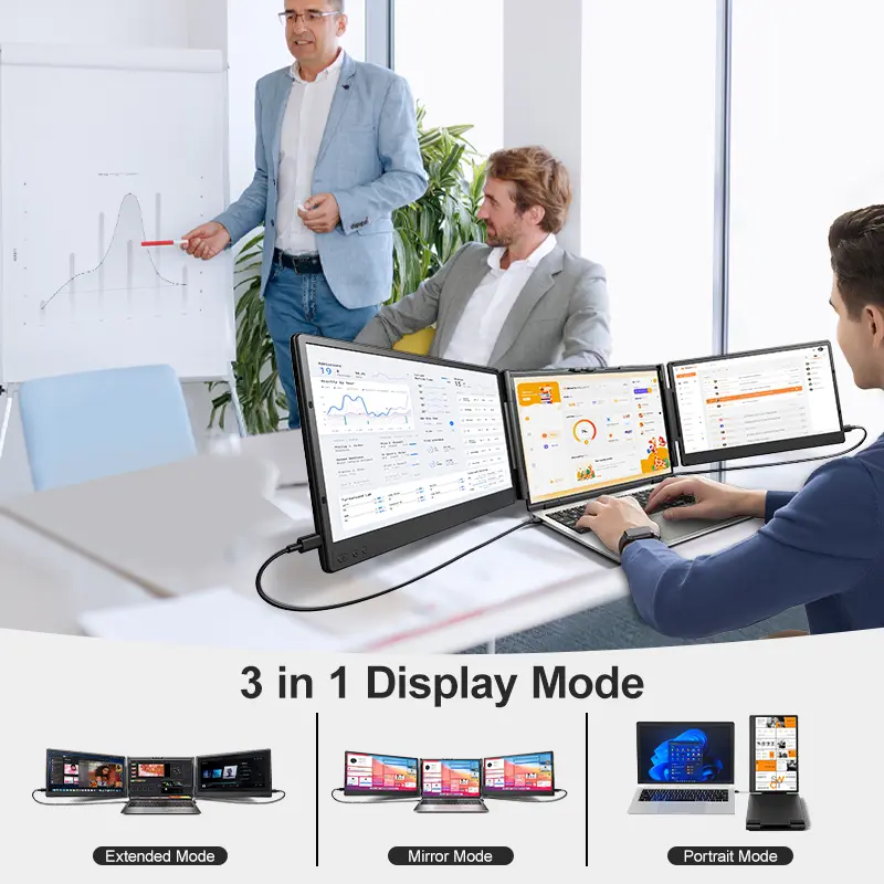 Cevaton 14" Dual Laptop Screen Extender, Portable Monitor for Laptop, Dual Monitor Extender for 13.3"-17.3" Laptops, 1080P FHD IPS, Width-Adjustable Foldable Design, Monitor Only, Dual Video Output Required, 4.1 lbs,#TikTokBackToSchool