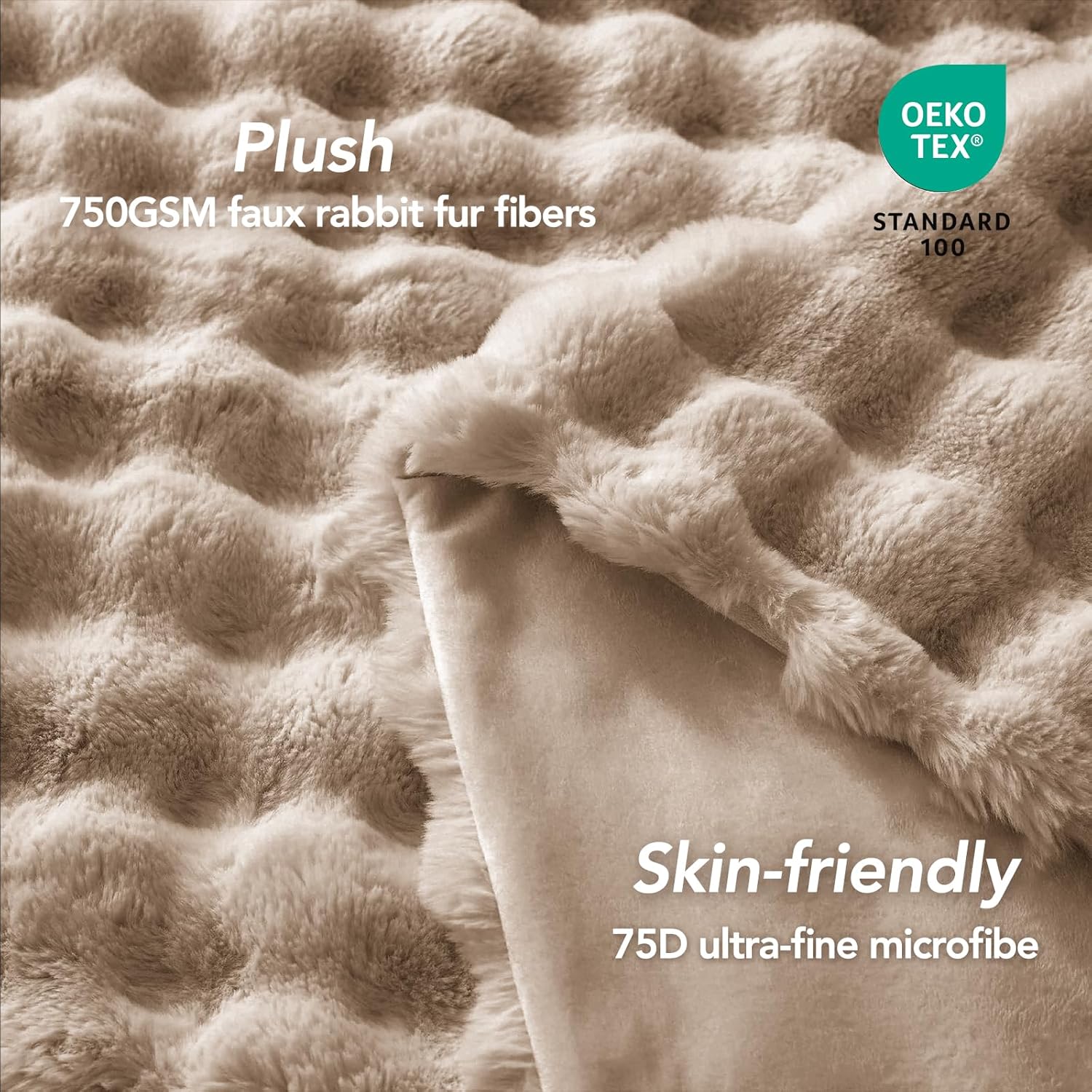 BePatio Soft Cozy Faux Rabbit Fur Blanket Queen, Fuzzy Plush Thick Bubble Blanket, Luxury Fluffy Blanket for Couch, Sofa, Bedroom, and Living Room,Throw Blanket,Gifts for Women