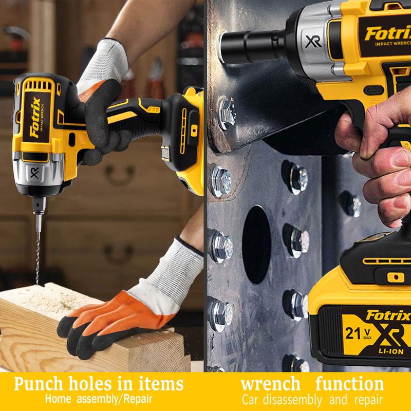Fotrix Brushless Impact Wrench Bare Tool 21V Lithium-Ion Battery Compatible High-Torque 520N·m Motor 2800RPM Impact Mechanism Ergonomic Handle LED Light ryobi tools bit storage french cleat impact wrench power tools Cordless