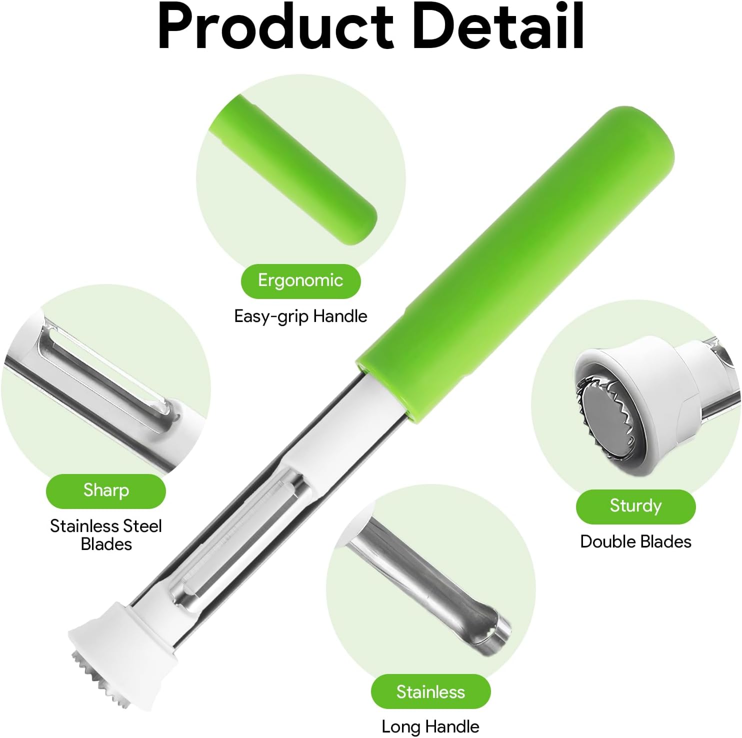 2-in-1 Fruit & Vegetable Core Remover & Peeler Stainless Steel Tool Quick Easy Core Removal for Apples Pears More Portable Compact Kitchen Utensil