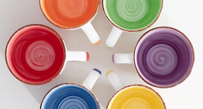 Vancasso Bonita 12 Oz Coffee Mugs Set of 6 - Blue, Multicolor Ceramic Cups for Cappuccino, Latte, Tea, and Cocoa, Dishwasher & Microwave Safe