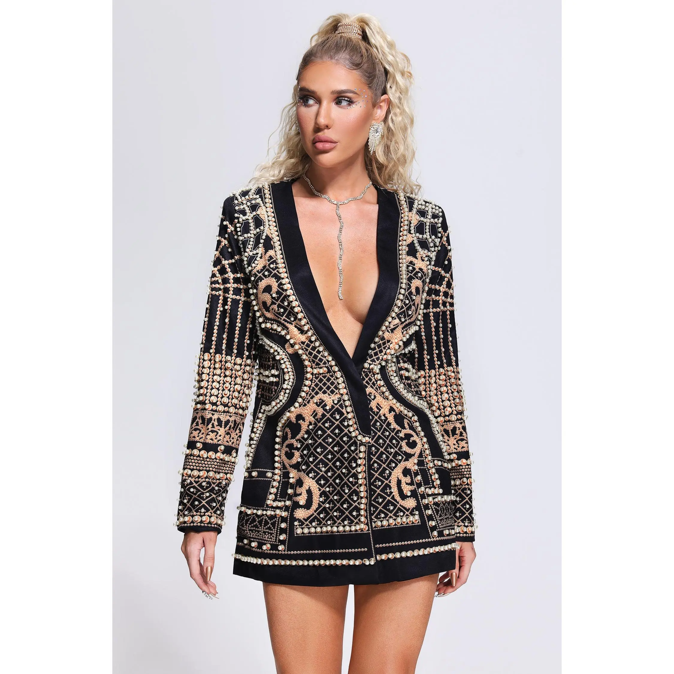 BellaBarntt Women's Dole Preal Long Sleeve Blazer Dress - Blazer Look, True Size, Fit for Casual Wear