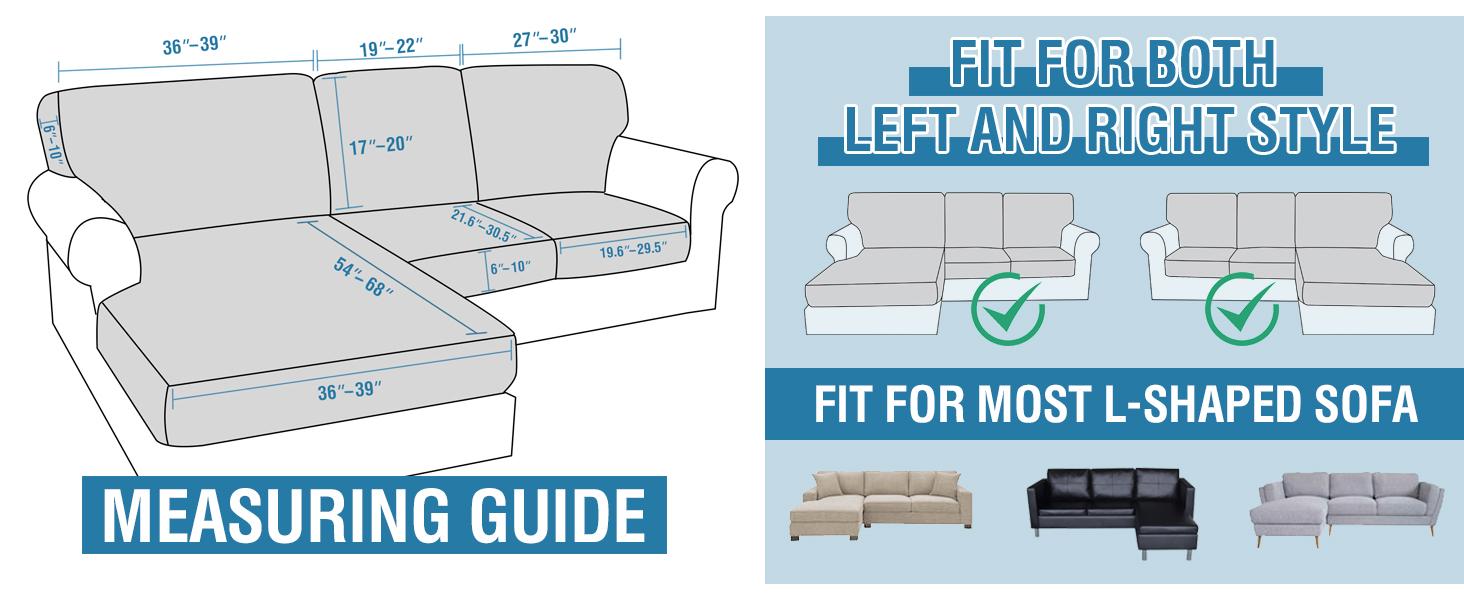 H.VERSAILTEX Sectional Couch Covers 6 or 8 Pieces Stretch Sofa Covers for Sectional Sofa Set Separate L Shaped Couch Cover for Both Left/Right Couch