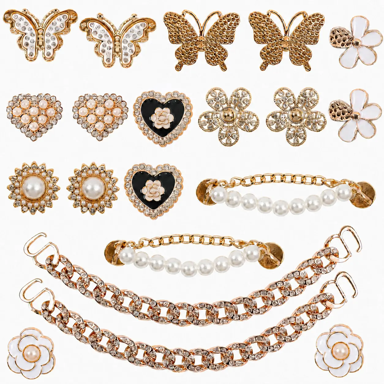 20 Pcs Bling Shoe Charms for Women's Clogs, Elegant Rhinestone & Alloy Jewel Set with Butterfly, Flower, Chain Designs, Lightweight DIY Decorative Accessories, Decorative Shoe Accessories, Rhinestone Shoes Charms