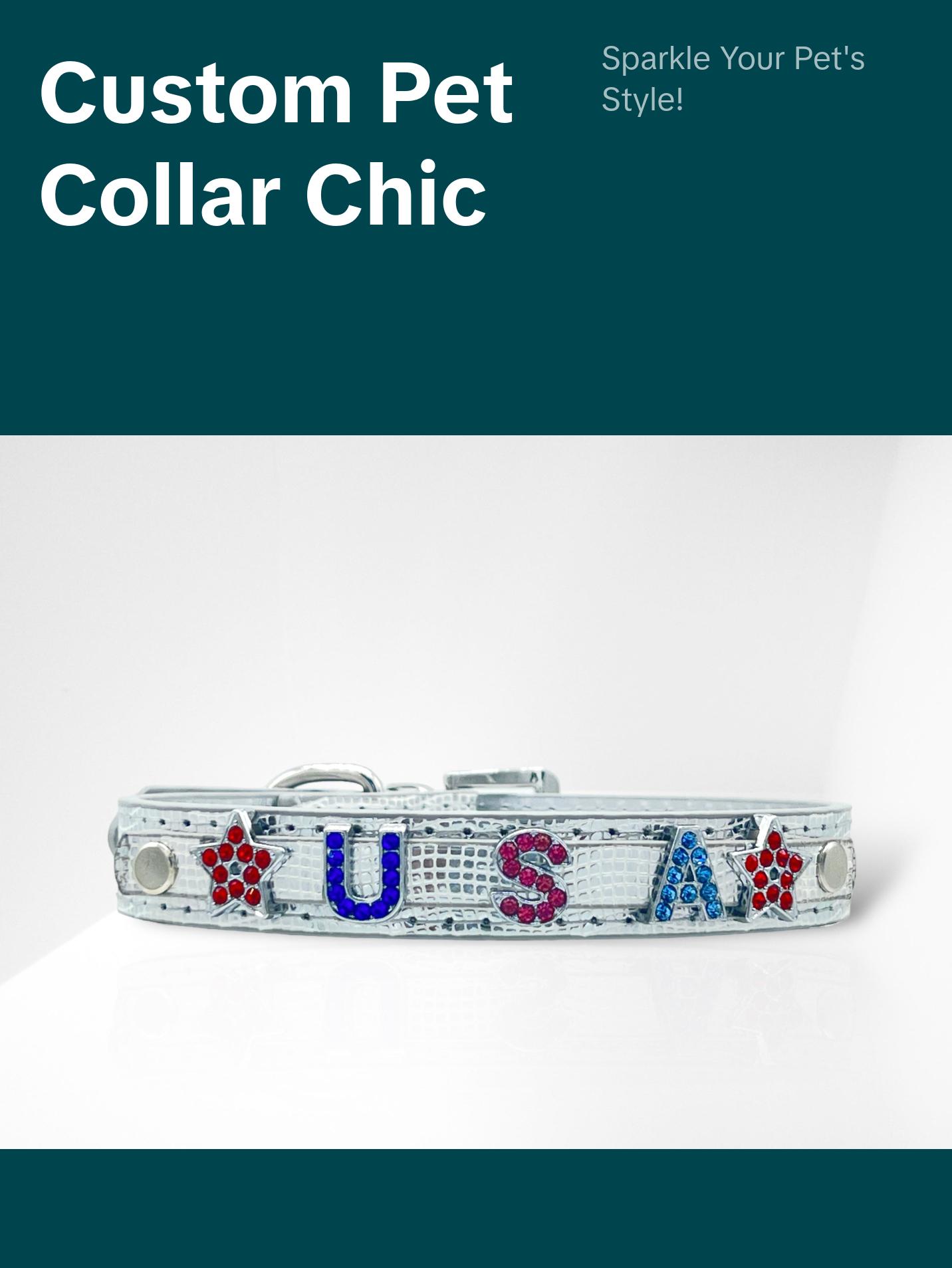 ALPHABET Shine Personalized Handmade PU Leather Dog Collar ALPHABET Shine Personalized Handmade PU Leather Dog Collar