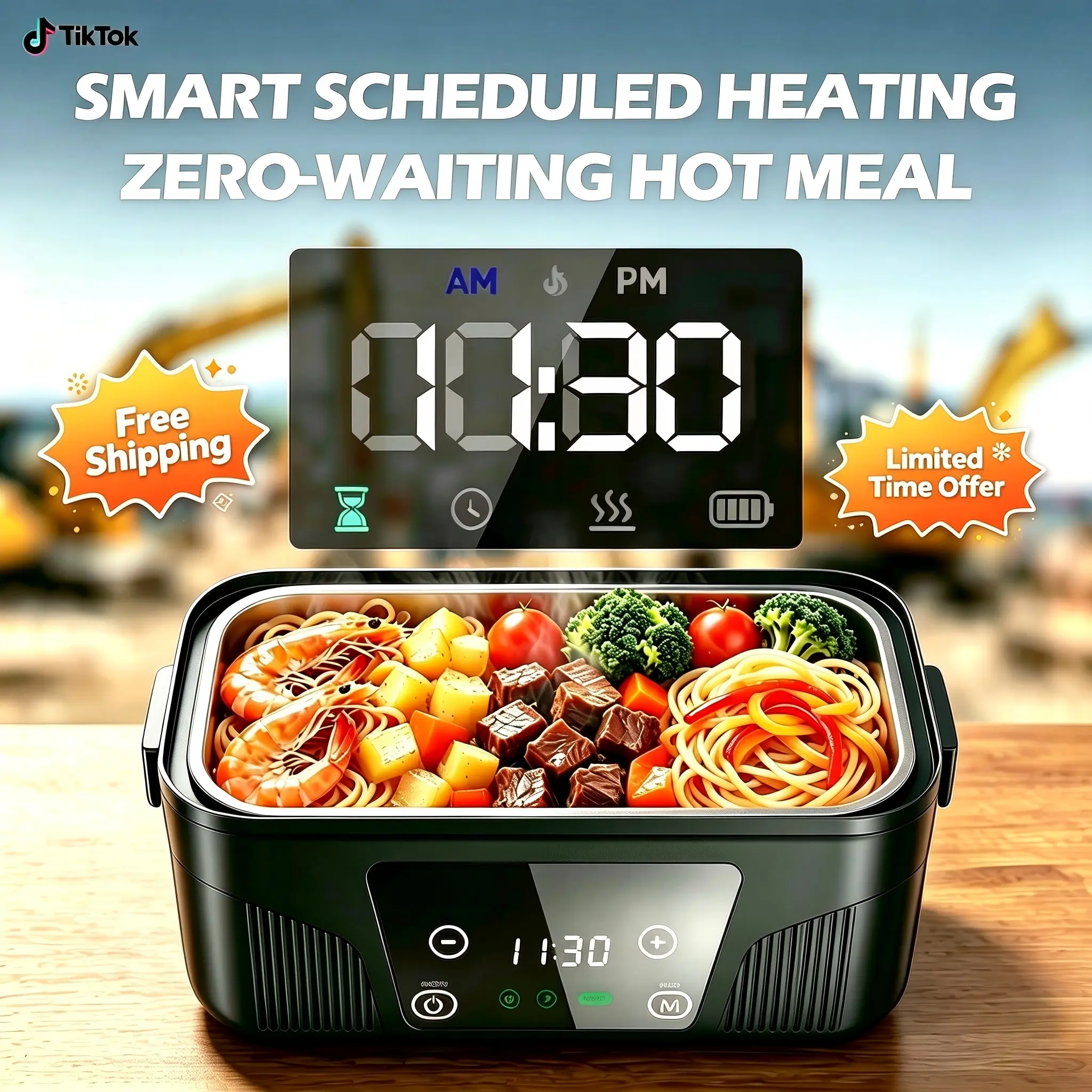 Heated Lunch Box for Men Adults, Rechargeable Electric Lunch Box Warmer, Wireless Cordless Lunchbox, Portable 6 Cups Battery Powered Food Heater 1.5L for Work Office Car