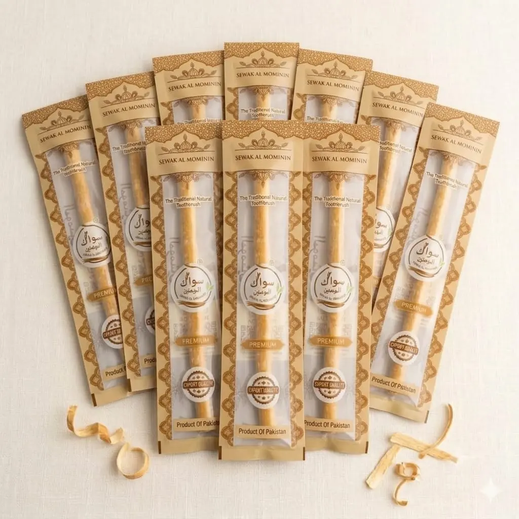 (Pack of 10) Sewak Al Mominin Natural Miswak Toothbrush Sticks - Oral Care Essential for Daily Comfort