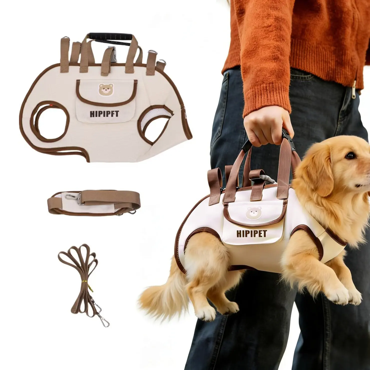 Portable Pet Carrier, Breathable Outdoor Travel Bag for Dog and Cat, Puppy Carrier, Adjustable Shoulder Strap, Lightweight Travel Gear, Brown / Black