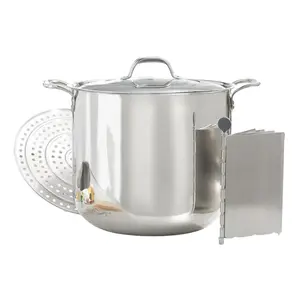 Classic 40 qt. stockpot set with rack and divider.