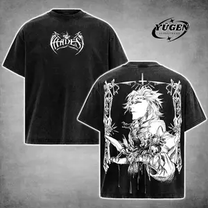 [Yūgen Store] Hades Record of Ragnarok Washed Hoodie & T-Shirt, King of the Underworld Anime Ink Art Streetwear Hoodie, Dark Fantasy Manga Style, Unisex Anime Streetwear, Gift For Anime Fans