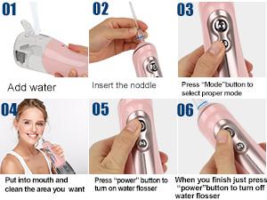 Water Dental Flosser Cordless for Teeth Pick Cleaning - Powerful Oral Irrigator with 6 Adjustable Modes,320ML Portable & Rechargeable IPX7 Waterproof Cleaner Picks A good helper for private teeth cleaning
