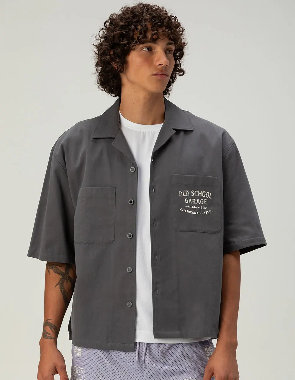 RSQ Mens Graphic Twill Button Up Shirt