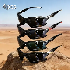 4-Pack Polarized Sports Sunglasses for Men Women, Rimless UV400 Shades, Lightweight Anti-Glare Windproof Sun Glasses, Trendy Unisex Eyewear for Running Fishing Golf Driving Cycling Hiking & Outdoor Activities, All-Day Comfort Fit bikesunglasses