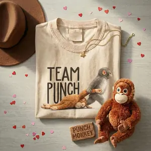 Team Punch Monkey Comfort T-Shirt – Funny Meme Graphic Comfort Sweatshirt – Viral Punch-Kun Hoodie