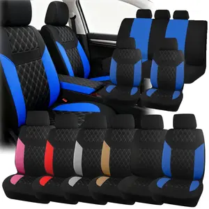 9PCS Car 5 Seat Covers Full Set, Front and Rear Seat Covers, Washable Cloth Car 5 Seat Covers Polyester Cushion Mat Pad Breathable Non-Slip Vehicle Interior Decoration Accessories Universal for Auto Car Vehicle SUV Sedan - For Men & Women