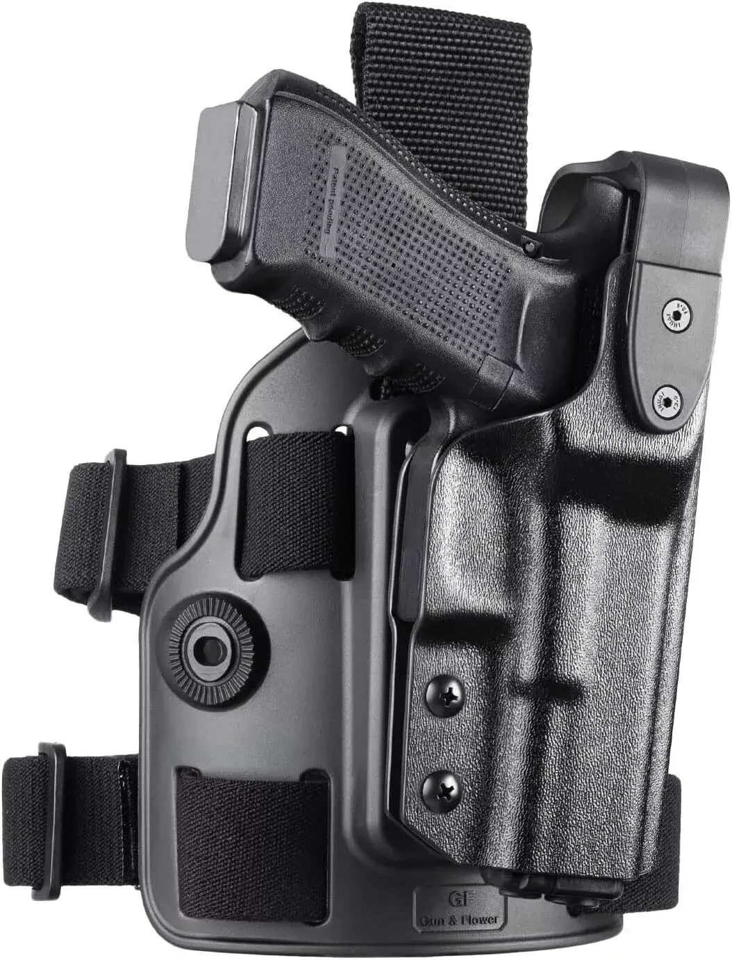 Right-Hand Draw Drop Leg Holster with Thumb Release - Adjustable, Durable Platform Gun Accessory for Glock 17 Gen 3-5, 22/31 Gen 3-4, 19X/44/45 - No Fit for Light/Laser Attachments, Durability-Focused, Durable Gun Accessories
