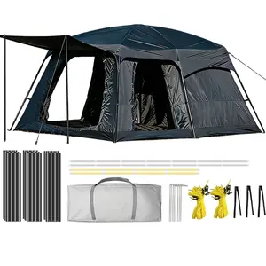 【Waterproof 】Large Family Camping Tent 5-12 Person Straight Wall Cabin with 2  Waterproof Rainfly Easy Setup Instant  for Outdoor Camping Hiking Picnic Family Reunion Travel Summer Festival Easter Gift Father's Day Gift Birthday Gift room
