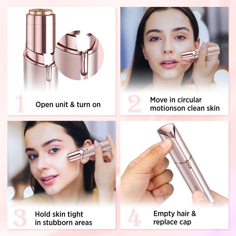 KRADAA Facial Hair Remover for Women,with LED Light Painless Razor for Chin Upper Lip Peach Fuzz Gentle on Sensitive Skin Hypoallergenic Stainless Steel Blades Flawless ,Gold KRADAA Facial Hair Remover for Women,with LED Light Painless Razor for Chin Upper Lip Peach Fuzz Gentle on Sensitive Skin Hypoallergenic Stainless Steel Blades Flawless ,Gold