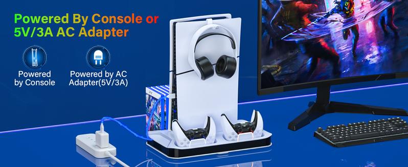 PS5 Cooling Station with Dual Controller Charging Base, 3-Level Silent Cooling Fan, Vertical Stand for PS5/Slim/Pro Disc & Digital, Christmas gifts PS5 Cooling Station with Dual Controller Charging Base, 3-Level Silent Cooling Fan, Vertical Stand for PS5/Slim/Pro Disc & Digital, Christmas gifts